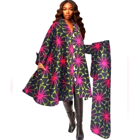 African Ethnic Midi Coat Dress/ Blouse - Picture 1 of 1